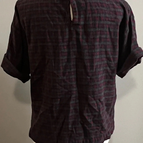 Women’s Madewell Boxy Crewneck Tee Top in fall Plaid.  Cuffed sleeves. Size S - Picture 4 of 7